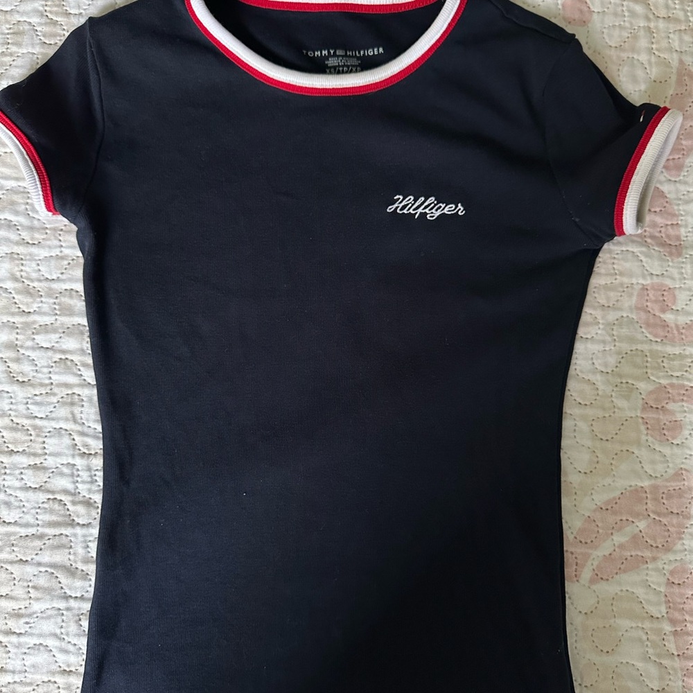 Tommy Hilfiger Navy Tee with Red and White Accents